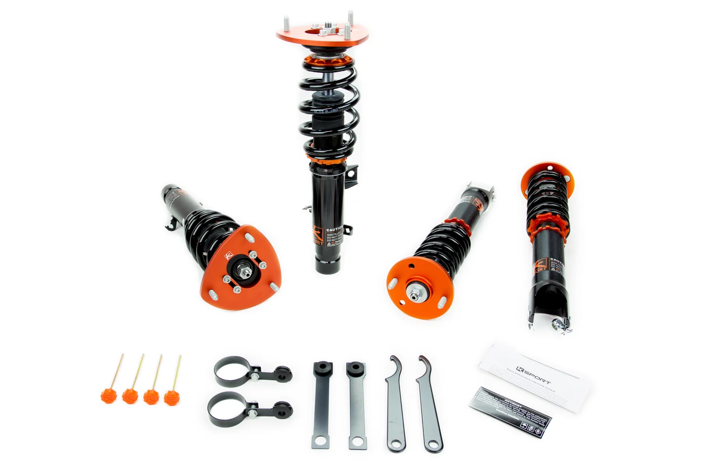 Original representative Kontrol Pro kit with four coilovers, adjustment tools and application-specific hardware